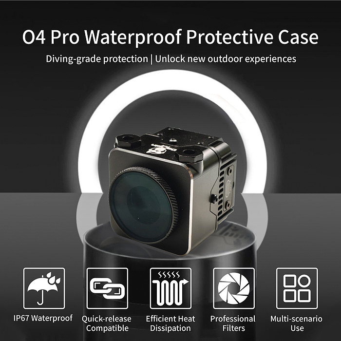 DarwinFPV CNC Aluminum Waterproof Protective Case Compatible with installation DJI O4 PRO Unit Suit for ND8 ND16 Lens Filter