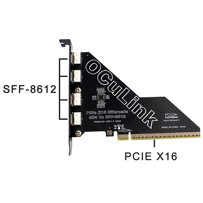 PCIe X16 To SFF 8611&8612 Adapter Card PCIe 4.0 X4 To Oculink Adapter PCle4.0 PCI-E X1 SSD To U.2 OCUlink SFF-8612 Adapter Card