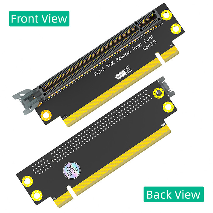 PCI-e 16X 3.0 90 Degree Reverse Male to Female Riser Card For 1U/2U Server (Installation Direction towards CPU)