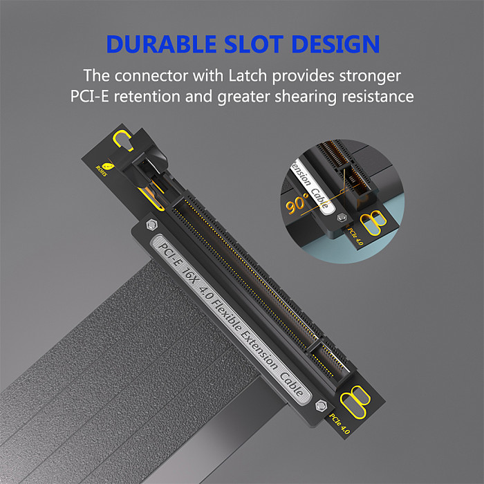 PCIE 4.0 Extension Cable, Black 16x Shielded High Speed GPU Riser Cable with PCI Express Port for GPU Extension Card, Length 20cm(90/180 Degree )