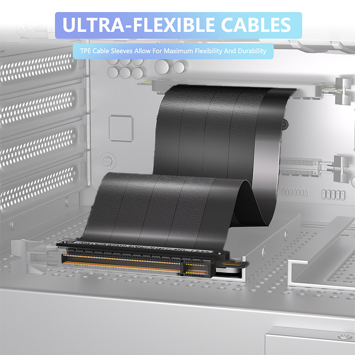 PCIE 4.0 Extension Cable, Black 16x Shielded High Speed GPU Riser Cable with PCI Express Port for GPU Extension Card, Length 20cm(90/180 Degree )