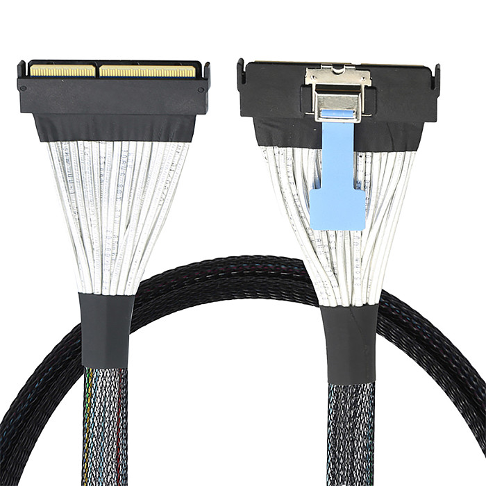 MCIO16X124P to MCIO16X124P Server High-speed Data Cable PCIE5.0slimesas Cable 32G (Black/60CM)