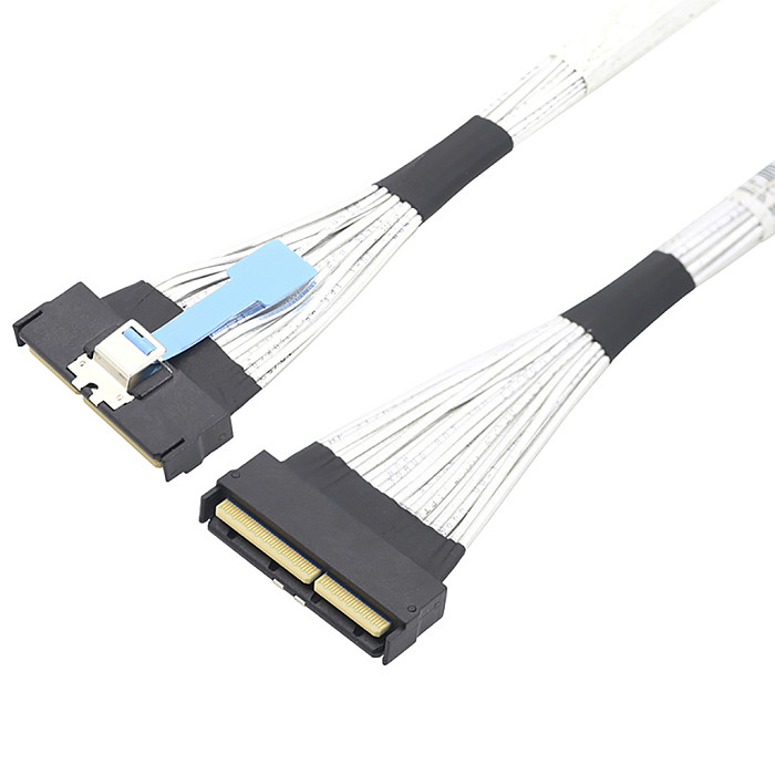 MCIO16X124P to MCIO16X124P Server High-speed Data Cable PCIE5.0slimesas Cable 32G (Black/60CM)