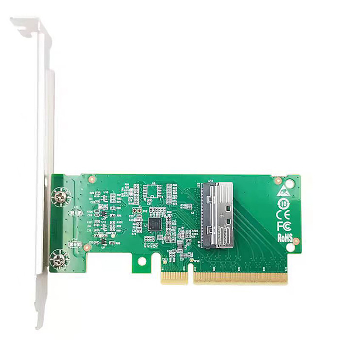 PCIe5.0 x8 to MCIO 8i NVMe+PCIe4.0 SlimSAS SFF8654 Adapter Card
