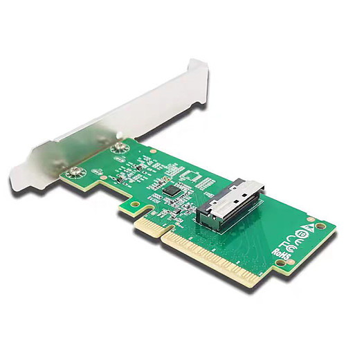 PCIe5.0 x8 to MCIO 8i NVMe+PCIe4.0 SlimSAS SFF8654 Adapter Card