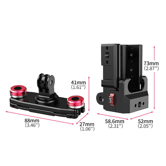 For DJI Pocket3 POCKET4 Two Card Aluminum Alloy 1/4 Arri Positioning Expansion Frame Camera Cage Protection For Selfie Sticks/Bicycle Clips With Three Card 1/4 Screw Thread Adapter Accessories