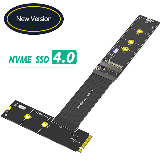 Upgrade Version 270 Degree NGFF M.2 M-Key NVME SSD Extension Cable(Length：30cm) 