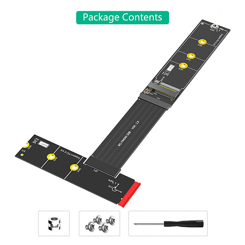 Upgrade Version 270 Degree NGFF M.2 M-Key NVME SSD Extension Cable(Length：30cm) 