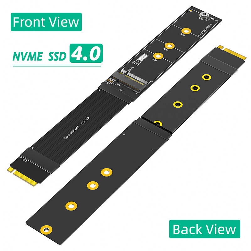 180 Degree NGFF M.2 M-Key NVME SSD Extension Cable 20cm 64Gbps for 2230/2242/2260/2280 M.2 NVME SSD