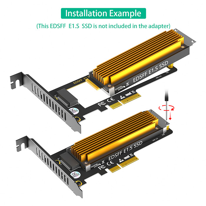 EDSFF E1. S to PCIe 4X Adapter Card For 9.5MM 15MM 25MM With Heatsink PM9A3 PM9D3 P5801X Carrier Adapter