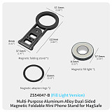 For MagSafe Multifunctional Aluminum Alloy Double-sided Magnetic Folding Mini Phone Holder Mobile Desktop Selfie 2-in-1 Portable For Apple 17/16/15/14 Series Android/Suitable for Huawei phones MATE80/P90 series and other series VIVO/OPPO/Xiaomi/Samsung phones