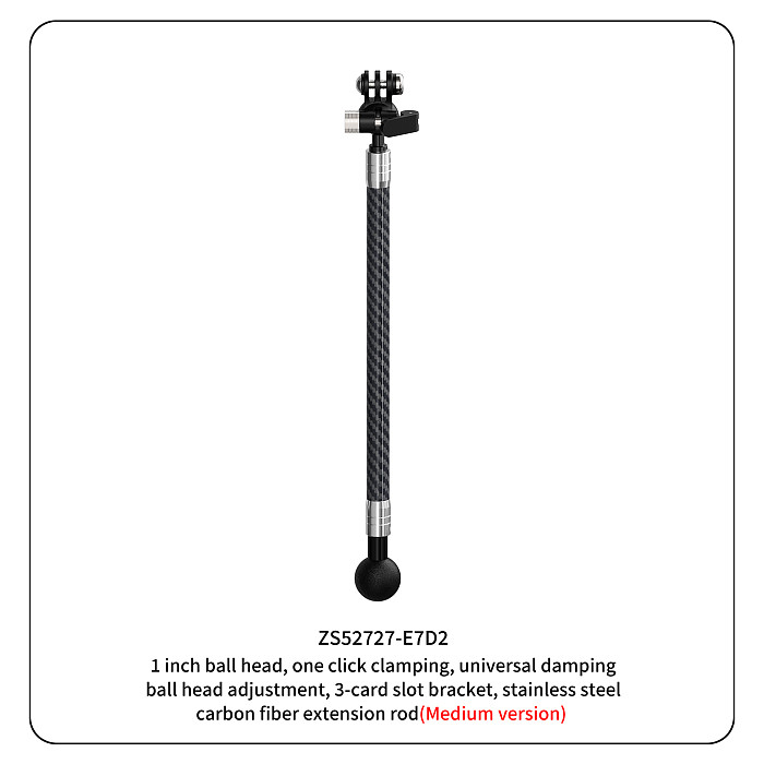 Dual-head 1/4 To 3-card Stainless Steel Extension Rod 17MM/1-Inch Ball Head Adjustable 3-card Bracket 12mm Carbon Fiber Sports Cameras And Accessories