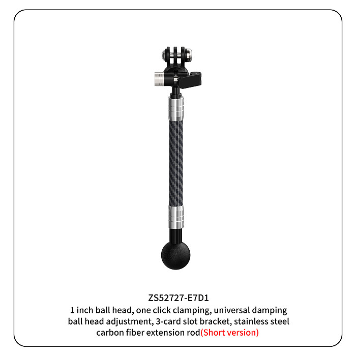 Dual-head 1/4 To 3-card Stainless Steel Extension Rod 17MM/1-Inch Ball Head Adjustable 3-card Bracket 12mm Carbon Fiber Sports Cameras And Accessories
