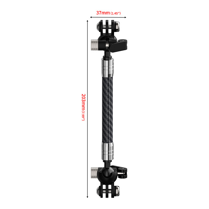Dual-head 1/4 To 3-card Stainless Steel Extension Rod 17MM/1-Inch Ball Head Adjustable 3-card Bracket 12mm Carbon Fiber Sports Cameras And Accessories