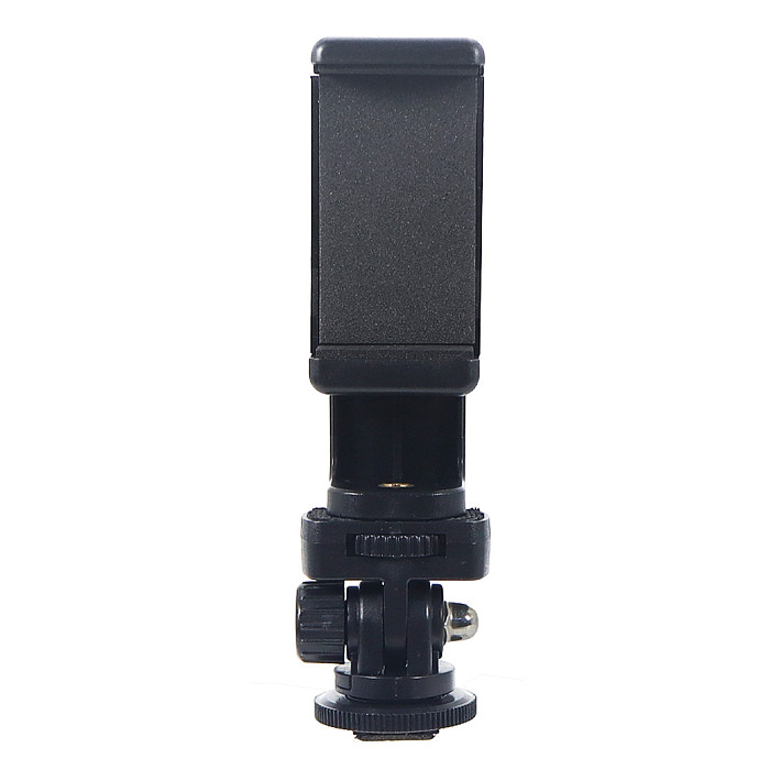 LED Fill Light Hot Shoe Holder Fill Light Hot Shoe Base Black+Dual Hole Phone Clip/360 Degree Rotating Horizontal And Vertical Phone Clip