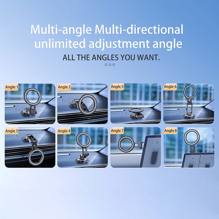 Magsafe Magnetic Suction 360 Degree Rotation Three-axis Folding Multi Angle Adjustment Aluminum Alloy Car Phone Holder - C24 adhesive version