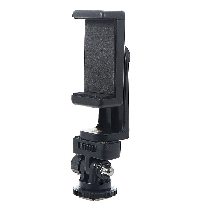 LED Fill Light Hot Shoe Holder Fill Light Hot Shoe Base Black+Dual Hole Phone Clip/360 Degree Rotating Horizontal And Vertical Phone Clip