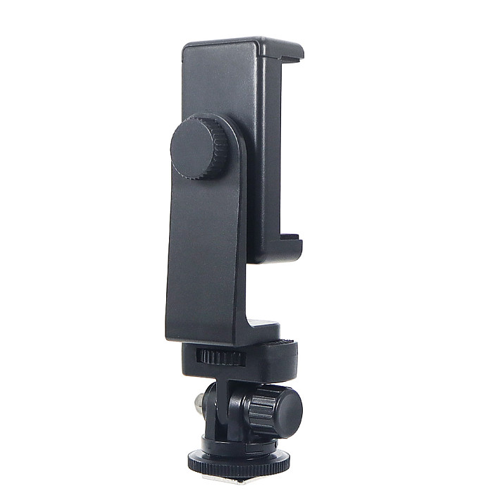 LED Fill Light Hot Shoe Holder Fill Light Hot Shoe Base Black+Dual Hole Phone Clip/360 Degree Rotating Horizontal And Vertical Phone Clip