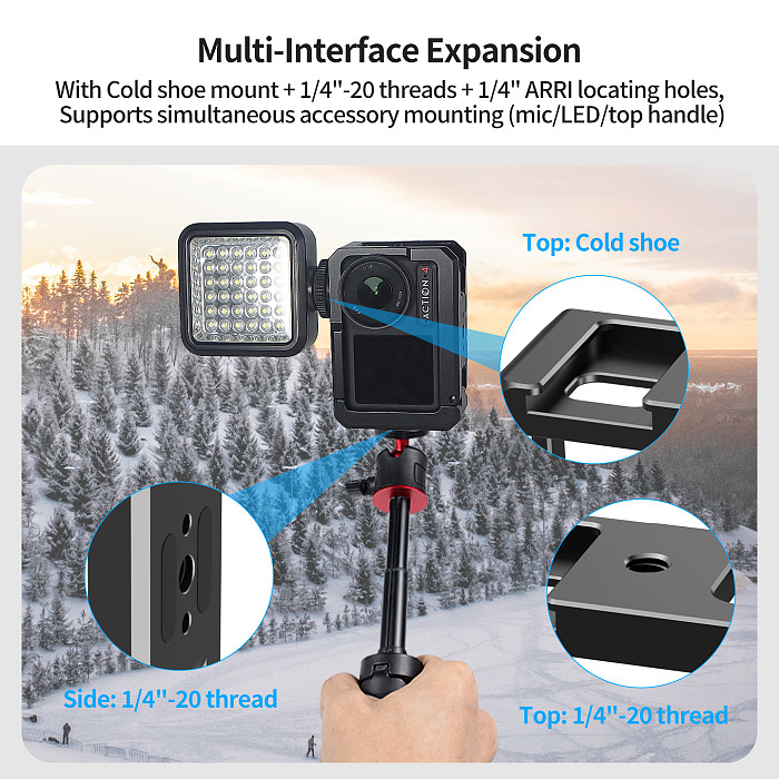 Metal Cage for DJI OSMO Action5pro 4 3 Protective Frame Quick Release Battery Mount Tripod Magnetic Base Cold Shoe Light Bracket