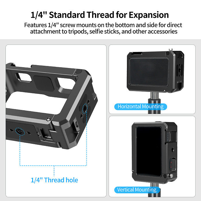 Metal Cage for DJI OSMO Action5pro 4 3 Protective Frame Quick Release Battery Mount Tripod Magnetic Base Cold Shoe Light Bracket