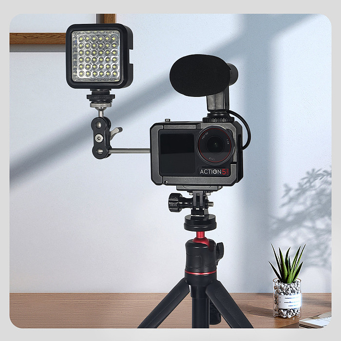 Metal Cage for DJI OSMO Action5pro 4 3 Protective Frame Quick Release Battery Mount Tripod Magnetic Base Cold Shoe Light Bracket