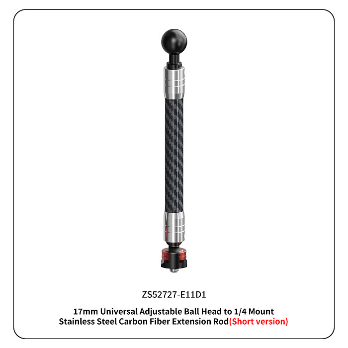Dual-head 1/4 To 17MM/1-Inch Ball Head Adjustable 3-card Bracket 12mm Carbon Fiber For Sports Cameras And Accessories