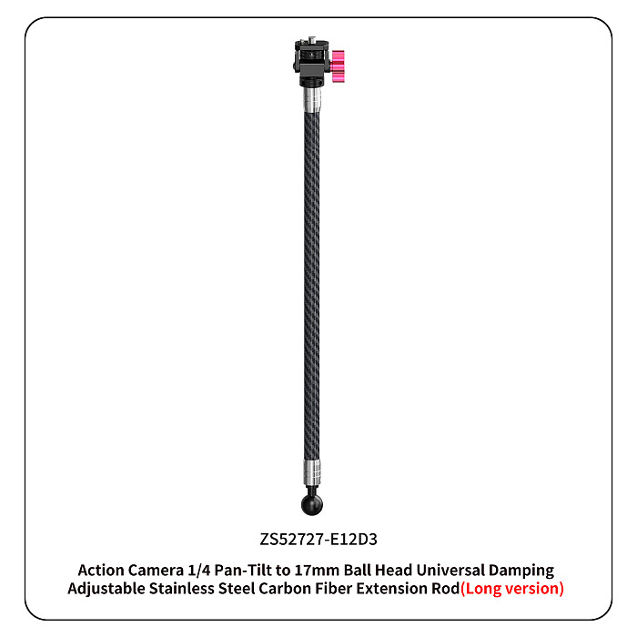 Dual-head 1/4 To 17MM/1-Inch Ball Head Adjustable 3-card Bracket 12mm Carbon Fiber For Sports Cameras And Accessories