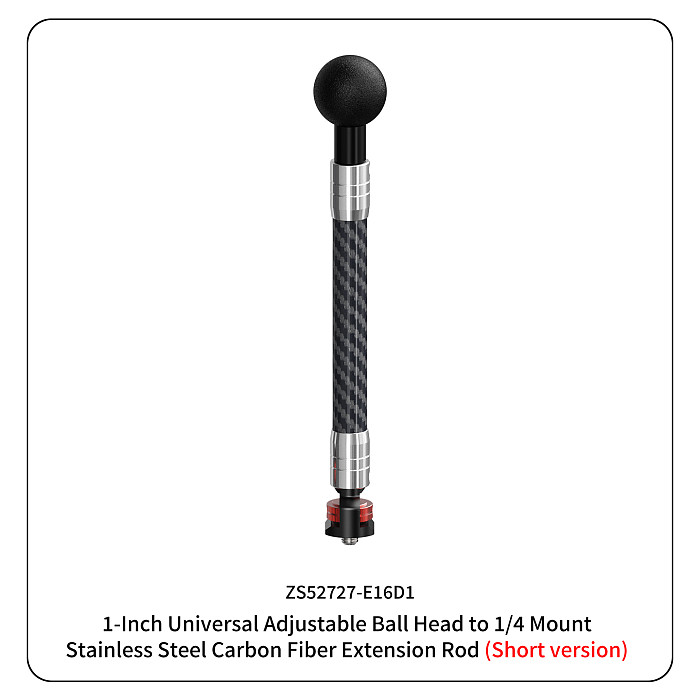 Dual-head 1/4 To 17MM/1-Inch Ball Head Adjustable 3-card Bracket 12mm Carbon Fiber For Sports Cameras And Accessories