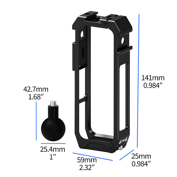 Quick Release Cage for Insta360 X5 Protective Frame 360° Rotation 17mm Ball Head Tripod Adapter Cold Shoe Mount Light Holder