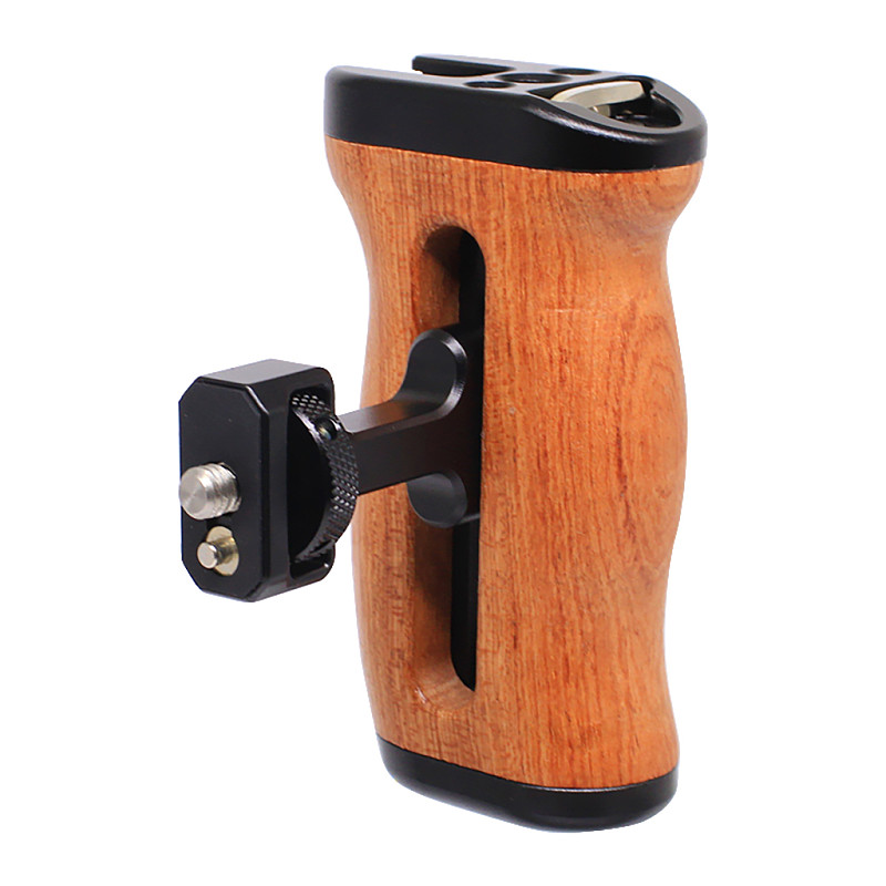 Camera Cage 1/4  Thread Arri Telescopic Positioning Side Handle Universal For Smallrig Iron Head Wooden Handle
