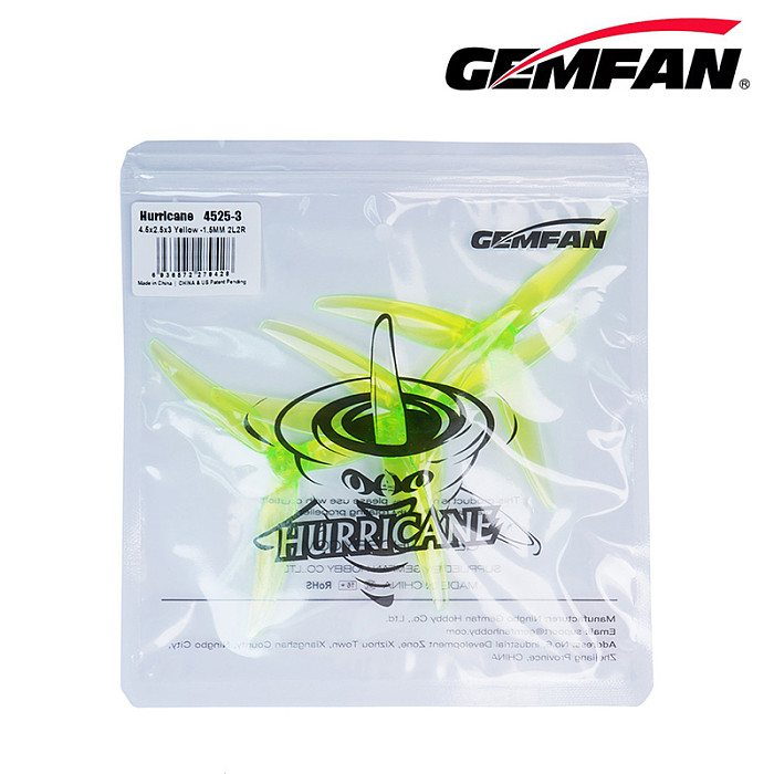 GEMFAN Hurricane 4525 3-Blade Propeller - PC Material, 3-Hole (1.5mm) Mount, Smoke Grey - Compatible with 2004 Motor
