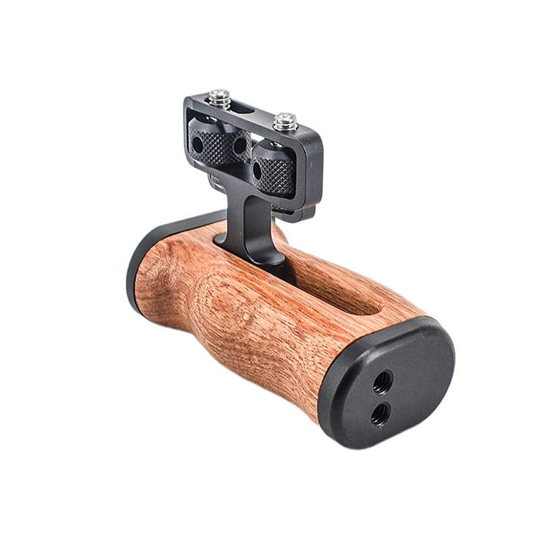 1/4“ Wooden Arca-style Handle Iron Head 3/8” Camera Cage Universal Photography Cold Shoe Multi-functional Adjustable Side Grip Handle For Smallrig DSLR 