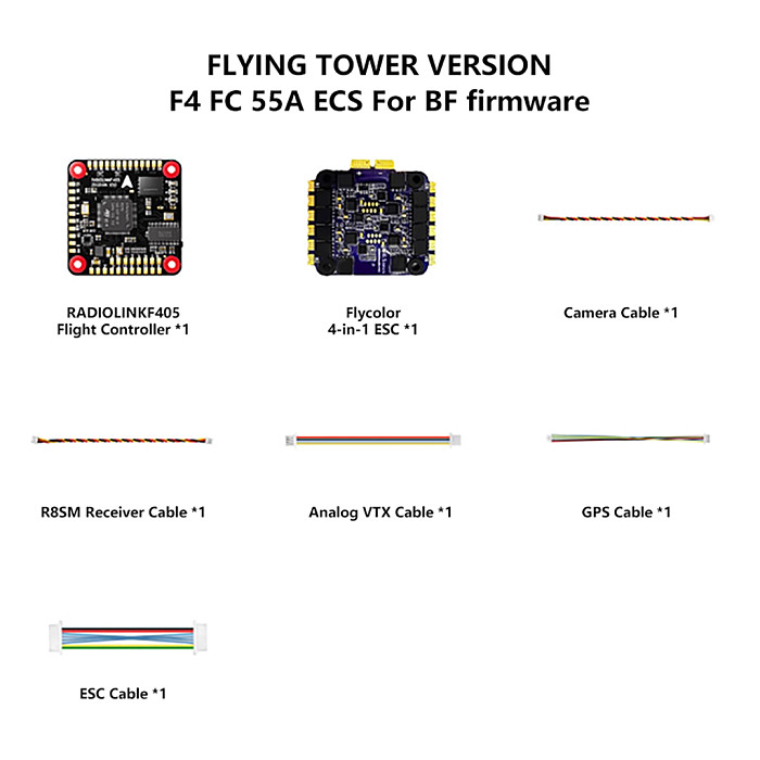 RadioLink F405 All-in-one Flight Controller F4 Flight Tower 4-in-1 FC 55A ECS With BF/INAV firmware