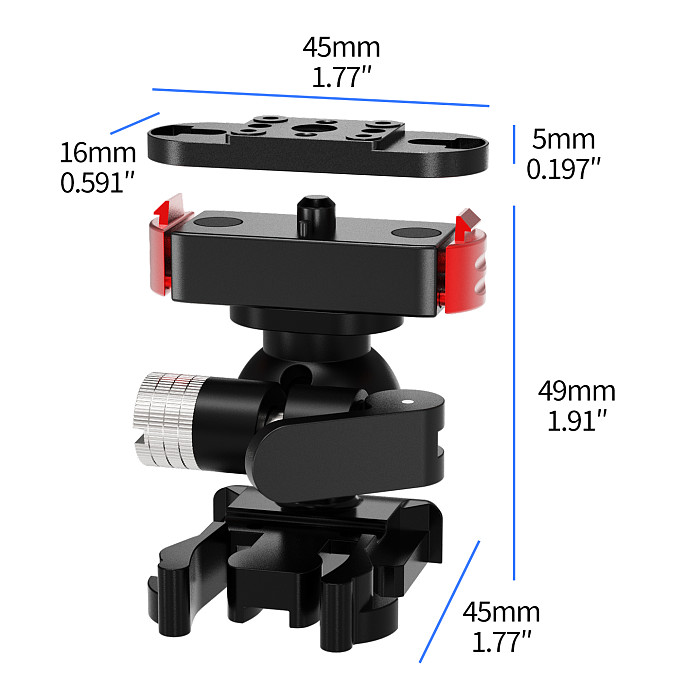 Universal Quick-Release Base w 360° Damping 17mm Ball Head 1/4 Screw Magnetic Mount for DJI POCKET4 for GoPro for Insta360 X6 Action Camera