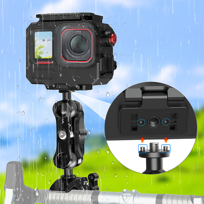 Universal 1 Inch 25.4mm Non-Slip Ball Head Adapter W/ 1/4  M6 Screw Mount for GoPro Action Cameras Motorcycle Sports Accessories