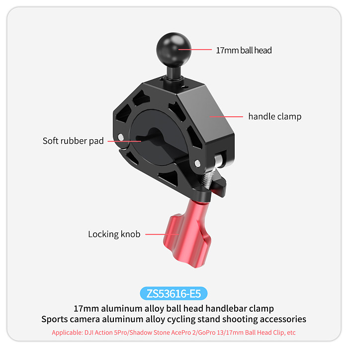 Bicycle Stand Bike Handle Clip Motorcycle Shooting Stand GoPro 13 Rearview Mirror Clip Aluminum Alloy 360°Rotating 3-slot Adapter Riding Stand Shooting Accessories Suitable For DJI Action/nsta360 AcePro 2