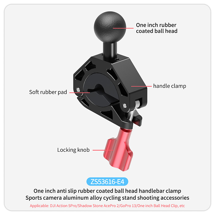 Bicycle Stand Bike Handle Clip Motorcycle Shooting Stand GoPro 13 Rearview Mirror Clip Aluminum Alloy 360°Rotating 3-slot Adapter Riding Stand Shooting Accessories Suitable For DJI Action/nsta360 AcePro 2