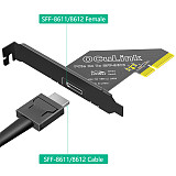 PCI-E 4X 4.0 to Oculink SFF-8611/8612 Adapter with Long Profile Bracket 