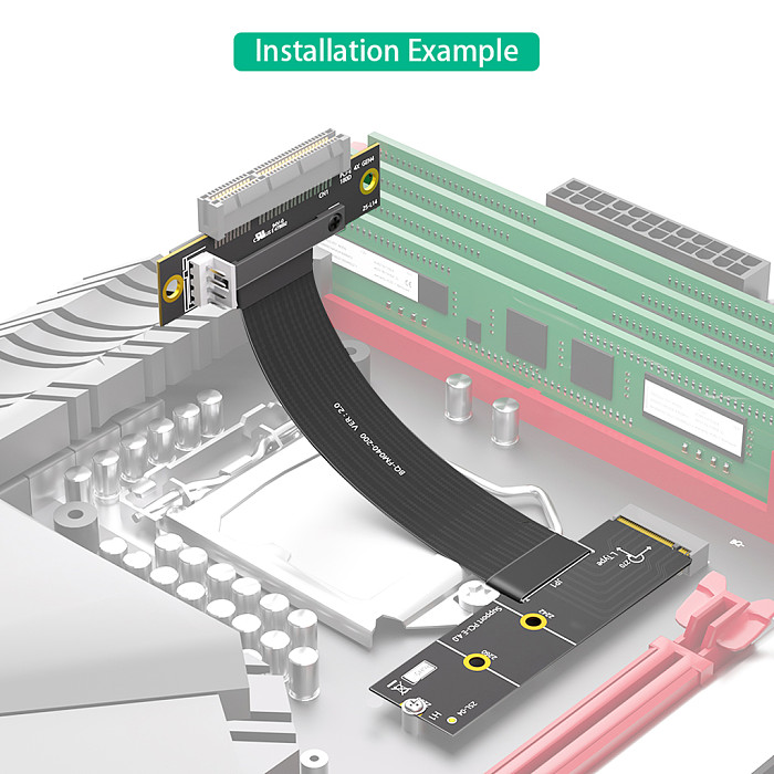 M.2 Key M 4.0 to PCI-e 4.0 4X 90 Degree Adapter Card, Nvme 4.0 to PCI-e PCI-Express 4X Extension Cable