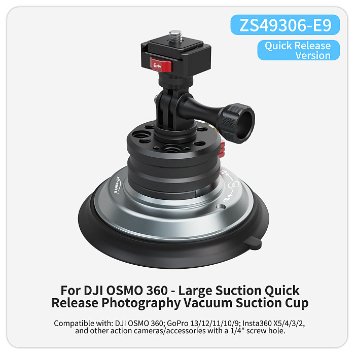 New 4 inch Car Suction Cup Mount Base Action Camera Hand Pump Vacuum Suction Cup for GoPro Insta360 Sports Camera