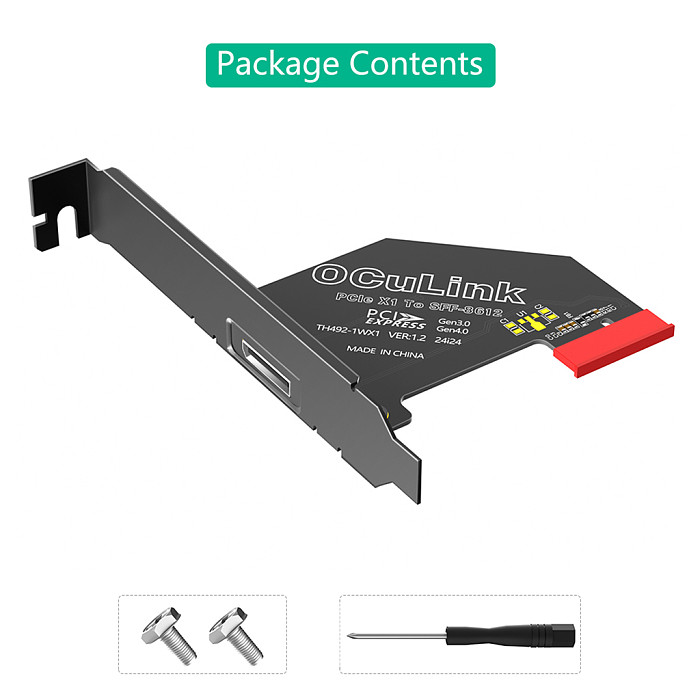 CI-E 1X 4.0 to Oculink SFF-8611/8612 Adapter with Long Profile Bracket