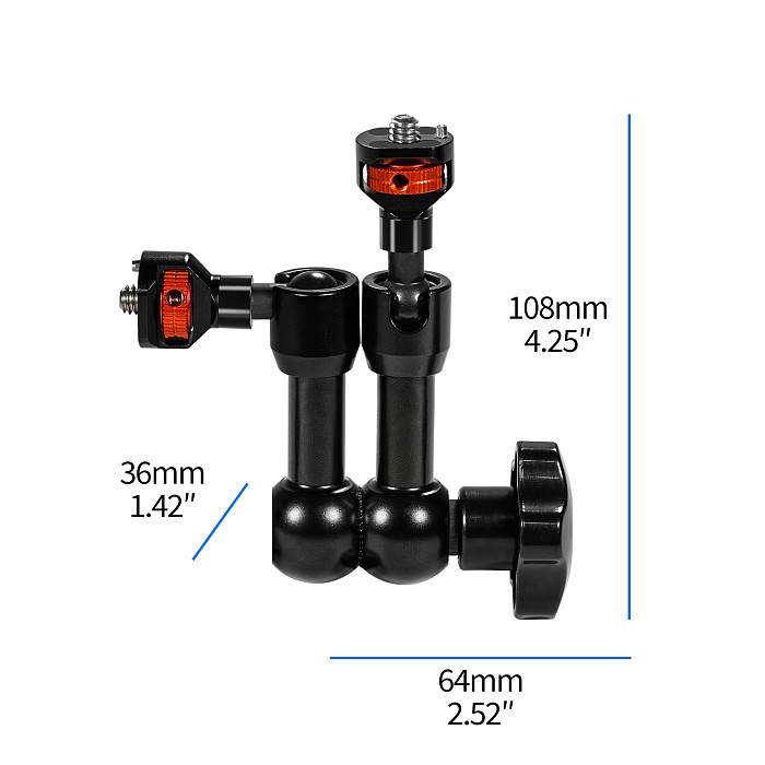 Double head 1/4 Alei positioning universal Adjustable Friction Articulating Magic Arm for DJI OSMO 360 Insta360 X5 DSLR Monitor Flash LED Video Light Camera Cage Tripod Gimbal