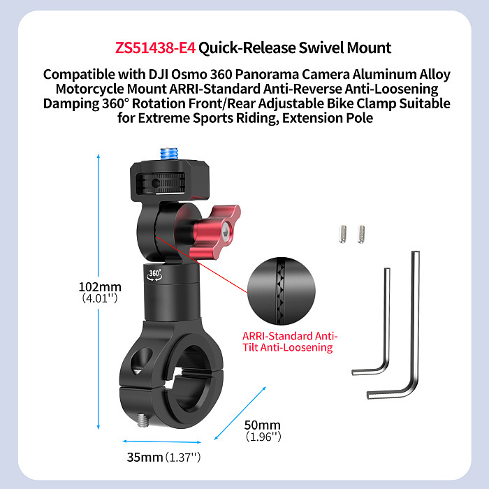 Camera Mount Holder Bicycle Handle Clip Holder for GoPro 13 DJI Osmo 360 Action 5Pro Insta360 Bike Bicycle Handlebar Bracket