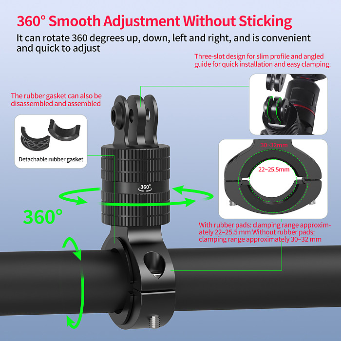 Camera Mount Holder Bicycle Handle Clip Holder for GoPro 13 DJI Osmo 360 Action 5Pro Insta360 Bike Bicycle Handlebar Bracket