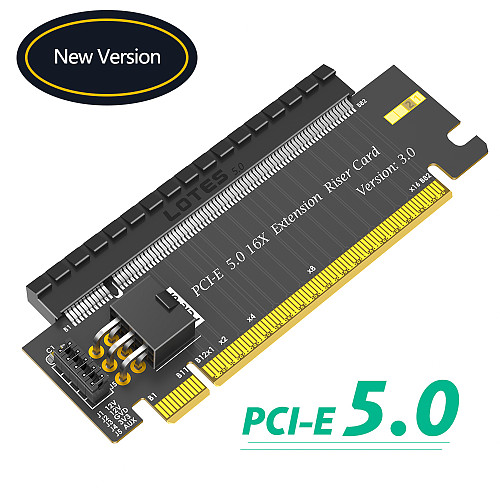 High Speed PCI Express 5.0 X16 to X16 Slot 180 Degree Converter Adapter Riser Card with ATX 6Pin Power Connector for Desktop
