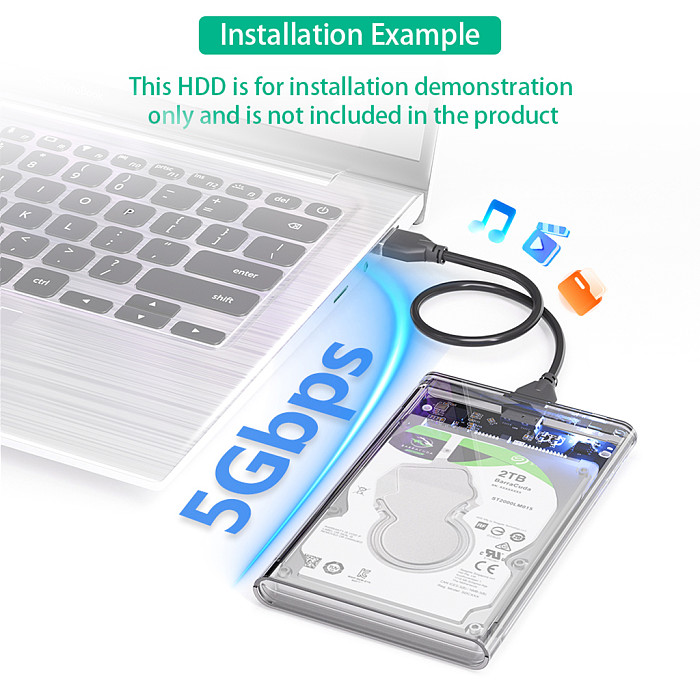 SATA 2.5-inch to Type-C Hard Drive Enclosure SATA 2.5  to USB 3.0 Hard Drive Enclosure