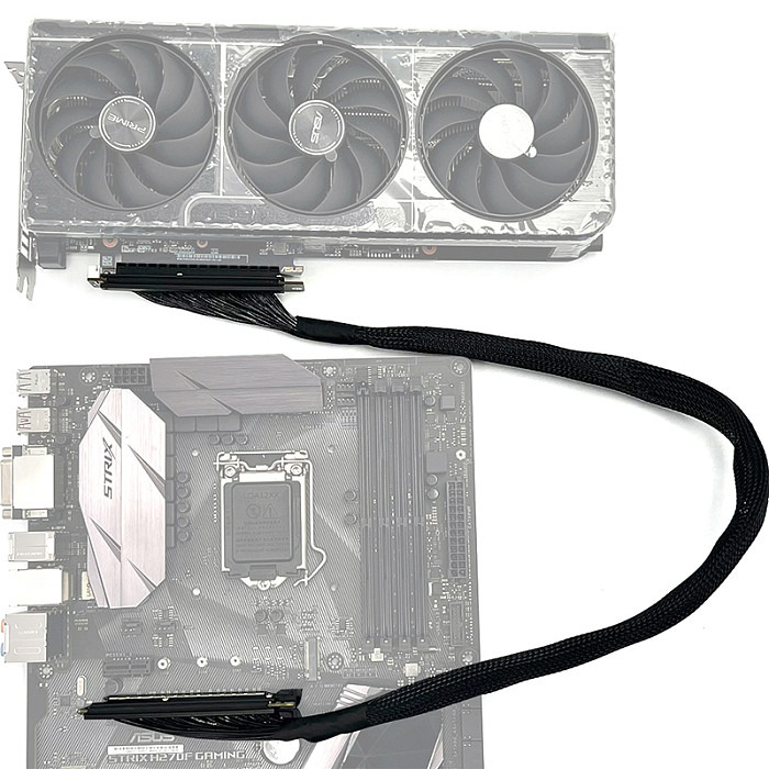 (ADT-Link) Graphics Card Extension Cable Dual Right-Side PCIe 5.0 x16 Full-Speed Stable for Chassis Servers (K33UR-RR 5.0x16 Dual Right-Side Output 2025 Model/30CM)