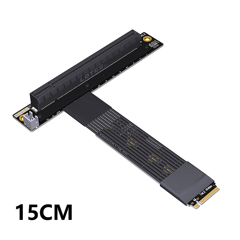 (ADT-Link) M.2 NGFF NVMe to PCIe 5.0 x16 STX Motherboard Graphics Card Extension Cable 15CM Supports Gen5 K43SR-BK/K43SL-BK