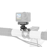 Aluminum alloy bicycle handle stand sports camera photography bracket for riding headlights. Suitable for bicycle handle stand screw hole range of 9.5mm~34.5mm. Suitable for Insta360 GO Ultra DJI OSMO 360/GoPro13 with two cards. Suitable for DJI OMSO 360 ACTION 5/4/3/2 sports camera accessories