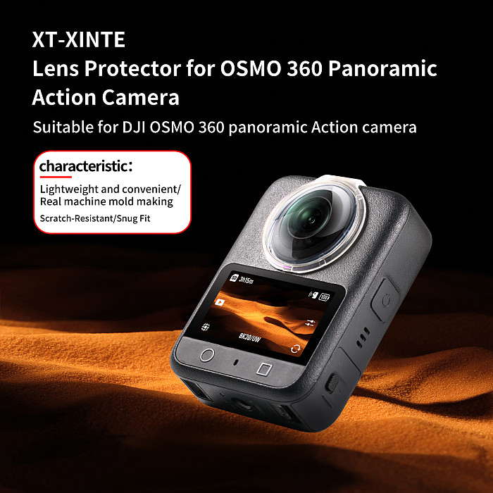 Suitable for DJI SOMO 360 silicone special protective cover/tempered film/lens protection, mirror protection, anti drop shock absorption, wear-resistant high-definition optical lens, non-destructive image quality, detachable all-round coverage, suitable for DJI Osmo 360 panoramic sports camera